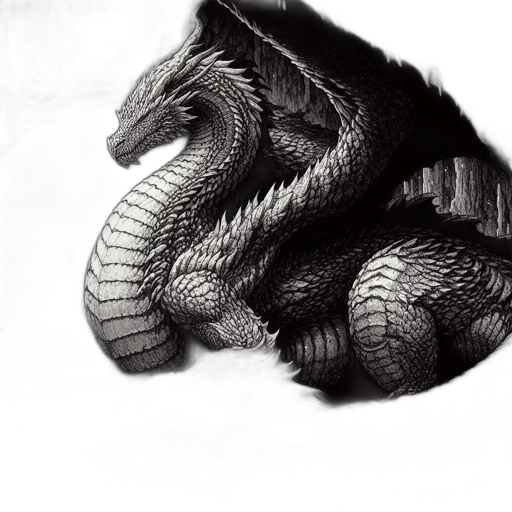 dragon, creature, animal, hair, photorealistic, pencil sketch, fantasy art, concept art transparent PNG cut-out