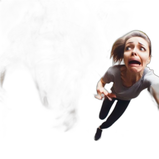 photorealistic, concept art, 3d render, woman, runs, down, path, amidst transparent PNG cut-out