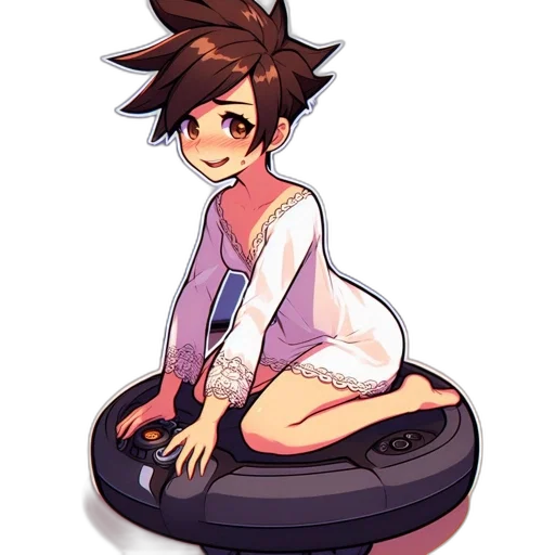 robot, dress, staff, hair, anime, pixel art, concept art, cartoon transparent PNG cut-out