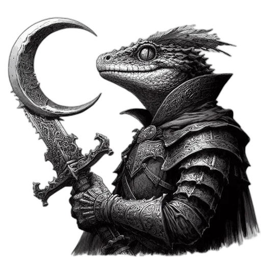 dragon, sword, staff, creature, fantasy art, concept art, photorealistic, comic book art transparent PNG cut-out