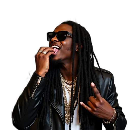 jacket, jewelry, animal, photorealistic, person, long, dreadlocks, posing transparent PNG cut-out