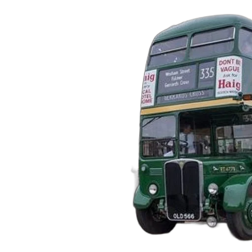vintage, green, double-decker, bus, advertisement, haig, scotch, whisky transparent PNG cut-out