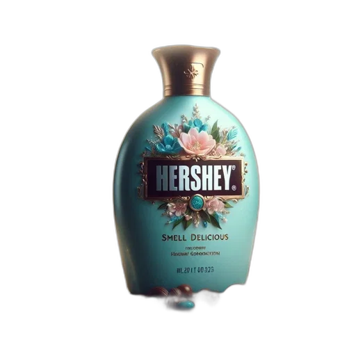 bottle, 3d render, turquoise, hershey, scented, product, adorned, gold-cap transparent PNG cut-out