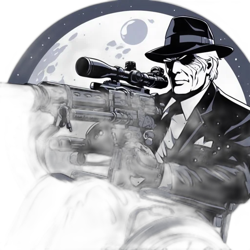weapon, hat, comic book art, concept art, cartoon, photorealistic, elderly, man transparent PNG cut-out