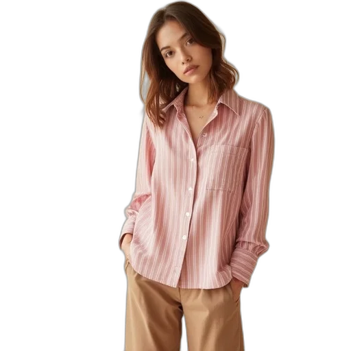jacket, earth tones, model, wearing, stripe, blouse, blush, beige transparent PNG cut-out