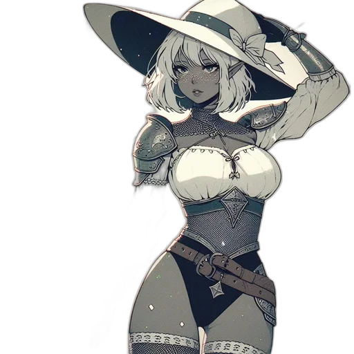 hat, dress, staff, weapon, concept art, fantasy art, pixel art, anime transparent PNG cut-out