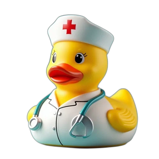 staff, 3d render, pixel art, nurse, rubber, duck, doctor, hat transparent PNG cut-out