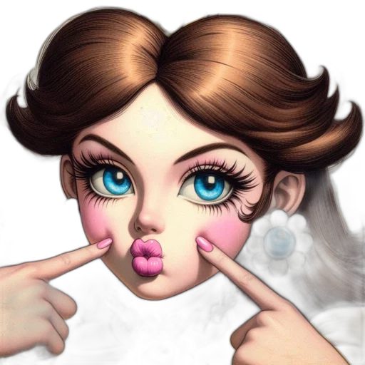 face, photorealistic, cartoon, fantasy art, concept art, pastel, princess-like, character transparent PNG cut-out
