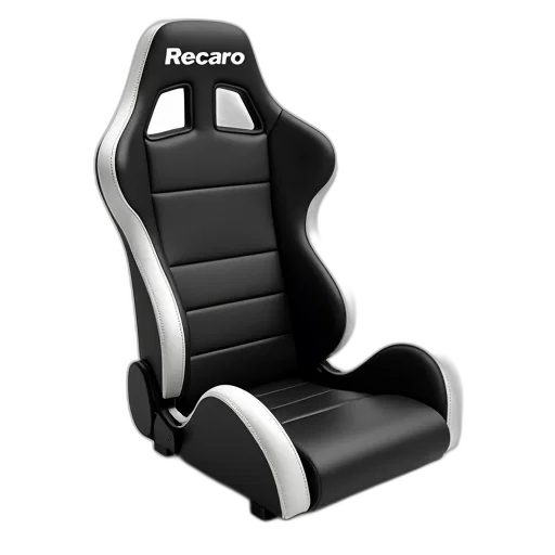 furniture, 3d render, concept art, black, white, racing, seat, word transparent PNG cut-out