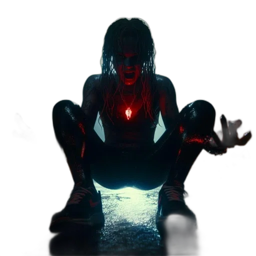 creature, robot, concept art, cyberpunk, comic book art, 3d render, neon lights, fire transparent PNG cut-out