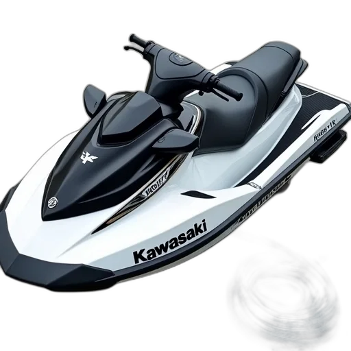weapon, photorealistic, 3d render, white, jet, ski, kawasaki, logo transparent PNG cut-out