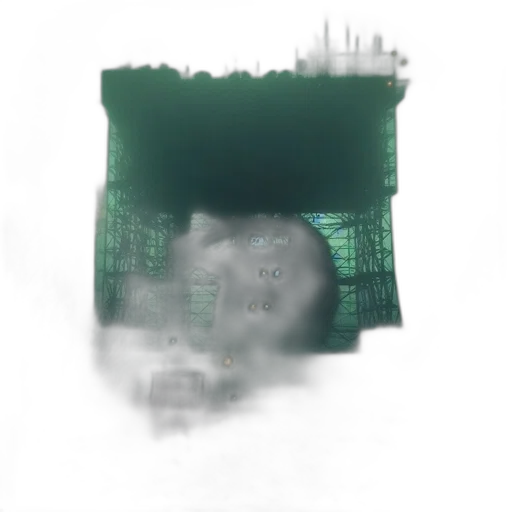 robot, building, face, crown, 3d render, concept art, pixel art, vaporwave transparent PNG cut-out