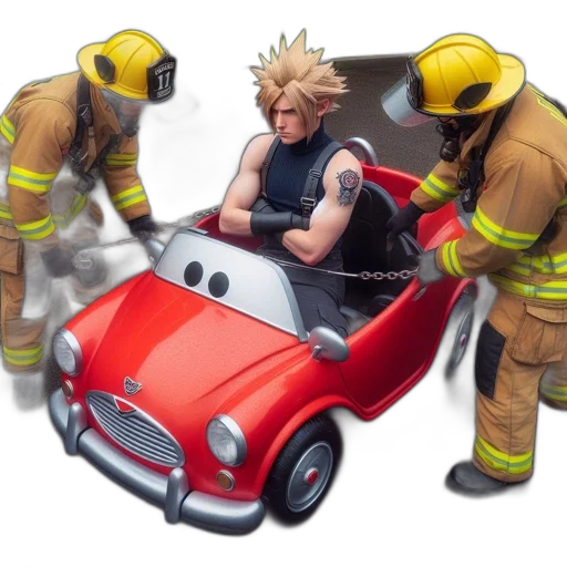 car, concept art, comic book art, fantasy art, pixel art, fire, intense, scene transparent PNG cut-out