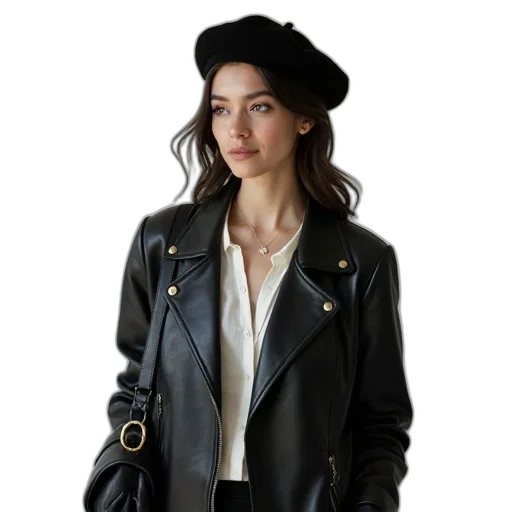 jacket, hat, jewelry, staff, photorealistic, dark, monochrome, earth tones transparent PNG cut-out