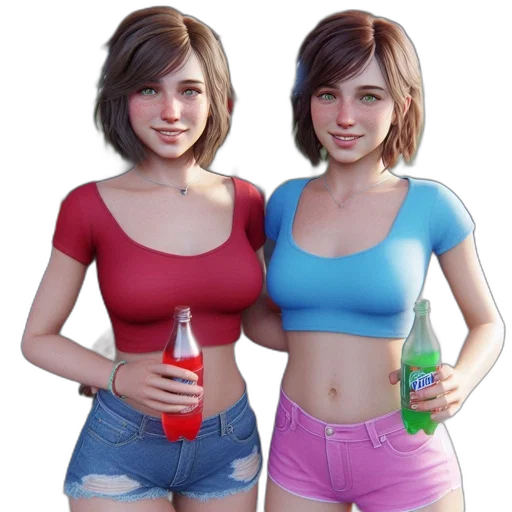 bottle, dress, jacket, 3d render, concept art, photorealistic, pixel art, two transparent PNG cut-out