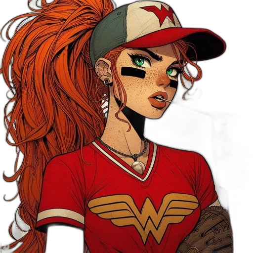 comic book art, cartoon, concept art, fantasy art, red, animated, female, character transparent PNG cut-out