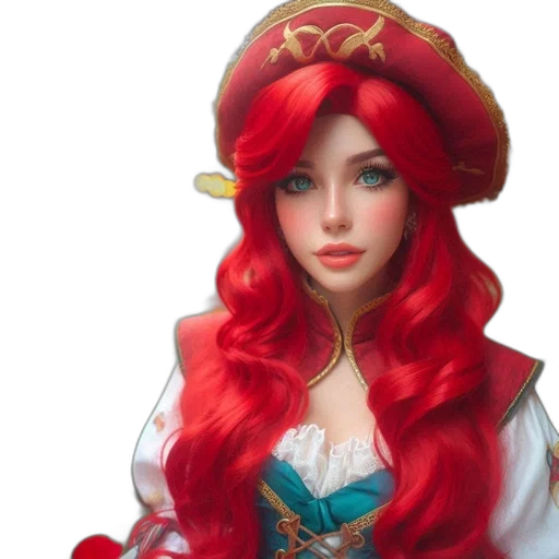 crown, fantasy art, 3d render, photorealistic, concept art, red, young, woman transparent PNG cut-out