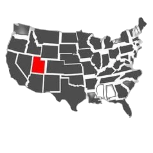 red, black, white, map, united, states, utah, highlighted transparent PNG cut-out