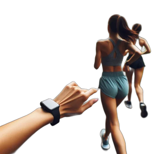 3d render, concept art, photorealistic, pathway, park, five, women, jogging transparent PNG cut-out