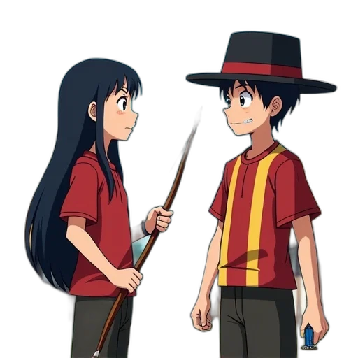 staff, hat, sword, weapon, anime, cartoon, concept art, pixel art transparent PNG cut-out