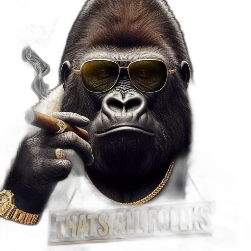 animal, photorealistic, concept art, 3d render, cartoon, gorilla, sunglasses, fur transparent PNG cut-out
