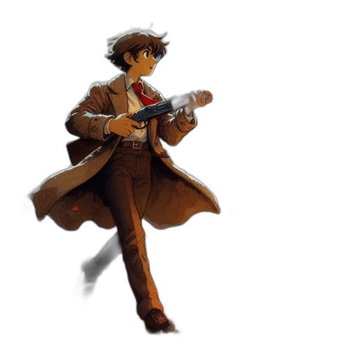 jacket, staff, weapon, concept art, pixel art, comic book art, watercolor, golden transparent PNG cut-out