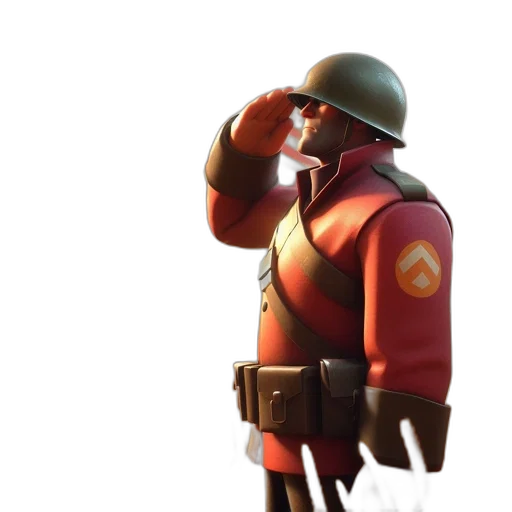 robot, weapon, jacket, hat, concept art, 3d render, red, soldier transparent PNG cut-out