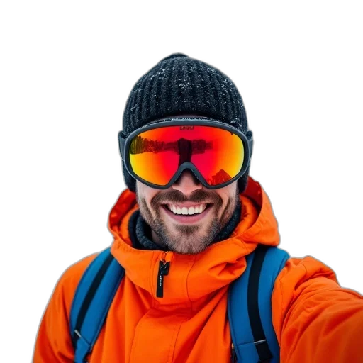 jacket, face, hat, mask, 3d render, photorealistic, neon, colorful transparent PNG cut-out
