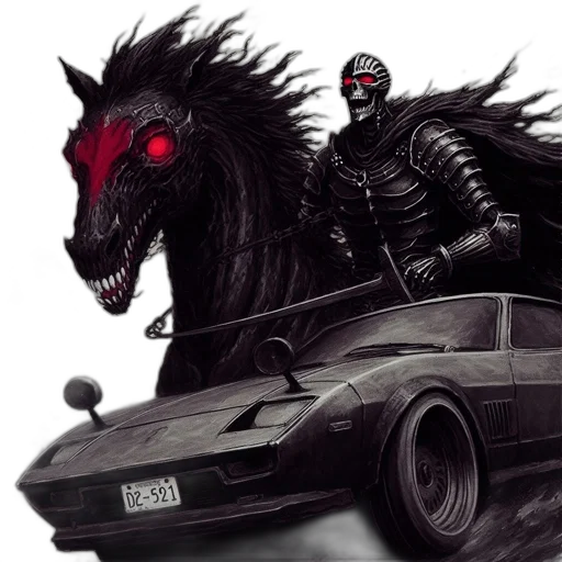 car, dragon, creature, concept art, comic book art, fantasy art, cyberpunk, two transparent PNG cut-out
