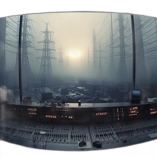 concept art, 3d render, photorealistic, fog, outer space, expansive, control, room transparent PNG cut-out