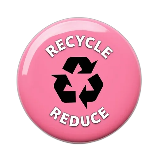 3d render, pink, circular, button, word, recycle, white, capital transparent PNG cut-out