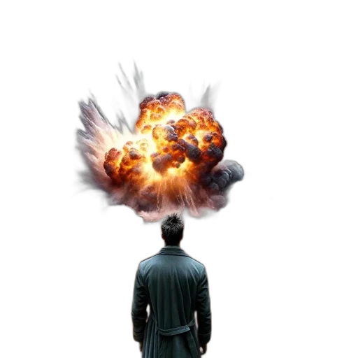 jacket, concept art, photorealistic, comic book art, fire, intense, explosion, occurs transparent PNG cut-out