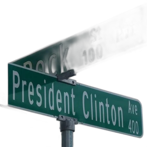 3d render, street, sign, intersection, rock, president, clinton, ave transparent PNG cut-out
