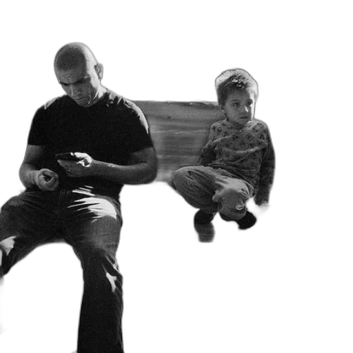 underwater, black, white, photo, two, people, sitting, bench transparent PNG cut-out