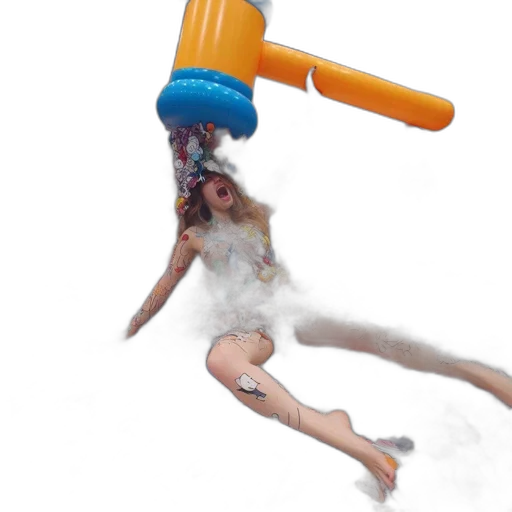 weapon, umbrella, staff, hair, 3d render, concept art, photorealistic, underwater transparent PNG cut-out