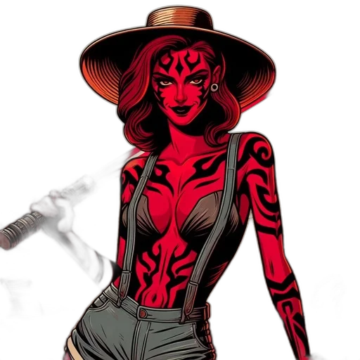 comic book art, concept art, cartoon, red, female, character, skin, black transparent PNG cut-out