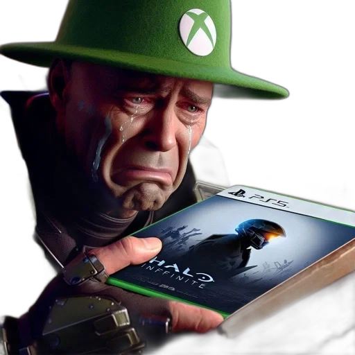 weapon, face, concept art, green, character, wearing, xbox, hat transparent PNG cut-out
