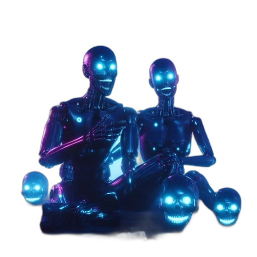 robot, mask, jacket, jewelry, concept art, cyberpunk, vaporwave, 3d render transparent PNG cut-out