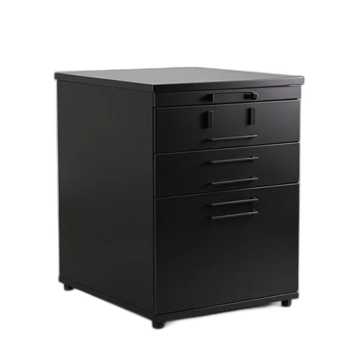 furniture, 3d render, dark, steelcase, pedestal, filer, black, pull transparent PNG cut-out