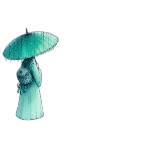 umbrella, hat, dress, flower, 3d render, concept art, fantasy art, photorealistic transparent PNG cut-out