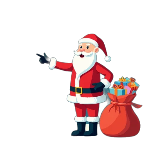 merry, santa, claus, stands transparent PNG cut-out