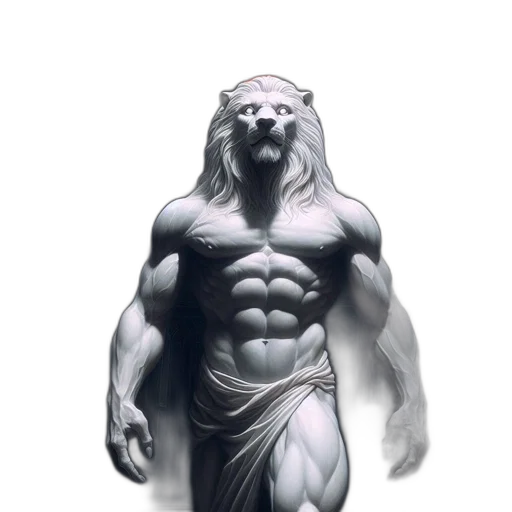 creature, animal, concept art, fantasy art, photorealistic, comic book art, colossal, lion-man transparent PNG cut-out