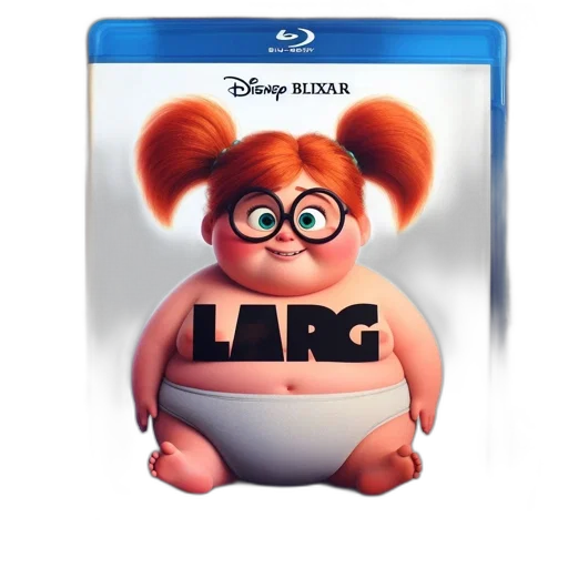 concept art, 3d render, blu-ray, cover, shows, animated, chubby, character transparent PNG cut-out