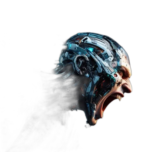 robot, face, mask, creature, concept art, cyberpunk, 3d render, photorealistic transparent PNG cut-out