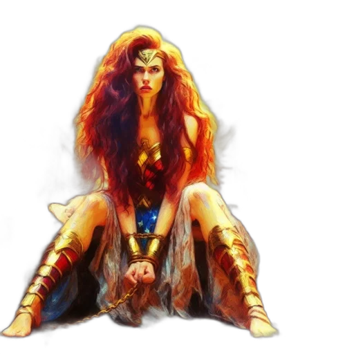 hair, dress, concept art, fantasy art, comic book art, photorealistic, fire, golden transparent PNG cut-out