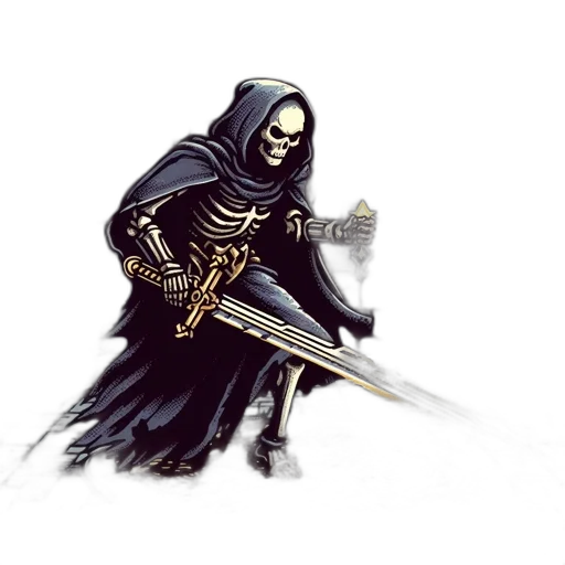 sword, staff, weapon, concept art, fantasy art, pixel art, comic book art, dark transparent PNG cut-out