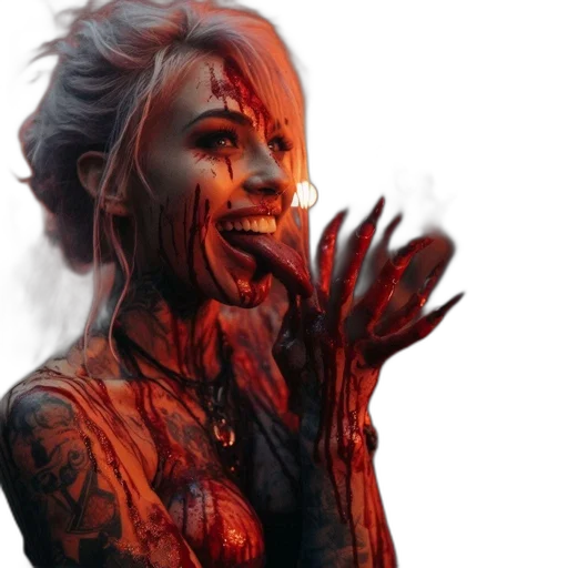 face, concept art, comic book art, fantasy art, photorealistic, red, dark, individual transparent PNG cut-out
