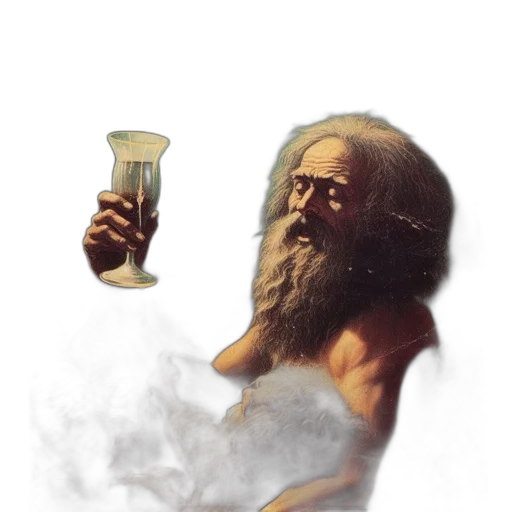 bottle, face, concept art, fantasy art, pixel art, photorealistic, fire, elderly transparent PNG cut-out