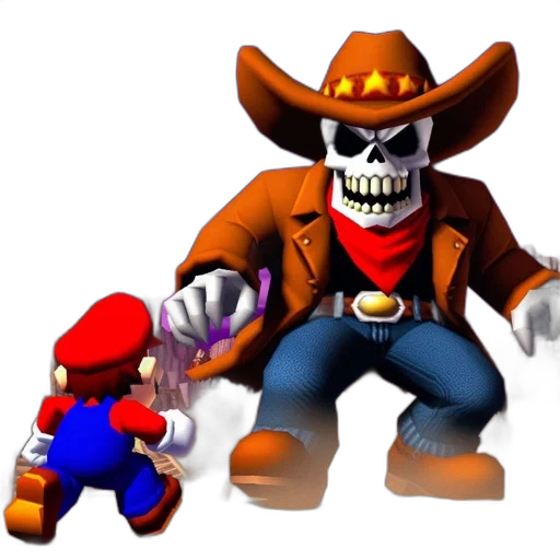 hat, weapon, robot, 3d render, concept art, pixel art, mario, iconic transparent PNG cut-out