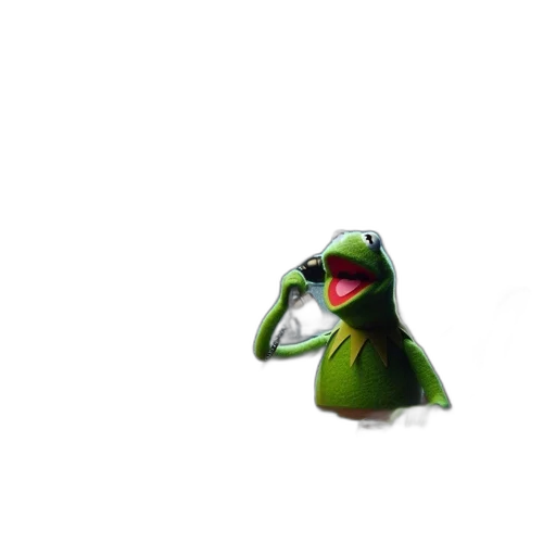 staff, animal, food, creature, 3d render, kermit, frog, sits transparent PNG cut-out